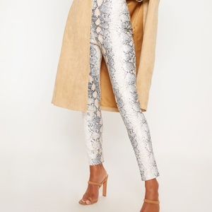 PrettyLittleThing Snakeskin Faux Leather Trouser